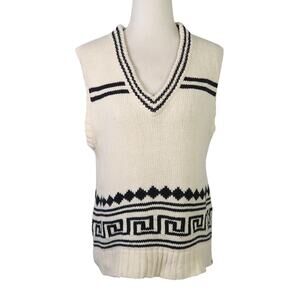 Kule The Dakota Intarsia Sweater Vest Cream and Black S